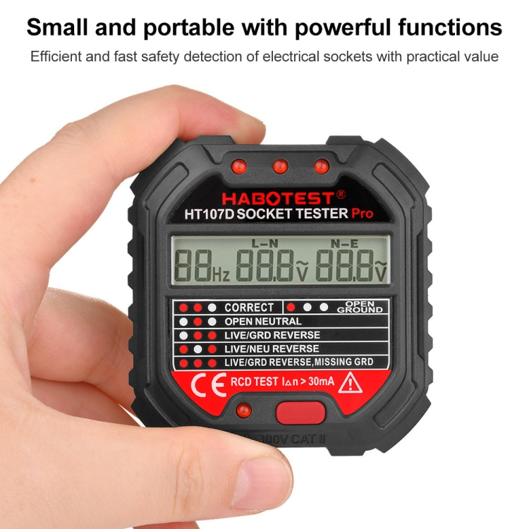HABOTEST HT107D Multifunctional Digital Display Socket Tester (UK Plug) by HABOTEST