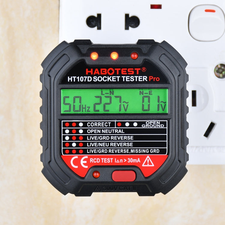 HABOTEST HT107D Multifunctional Digital Display Socket Tester (UK Plug) by HABOTEST