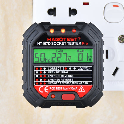 HABOTEST HT107D Multifunctional Digital Display Socket Tester (UK Plug) by HABOTEST