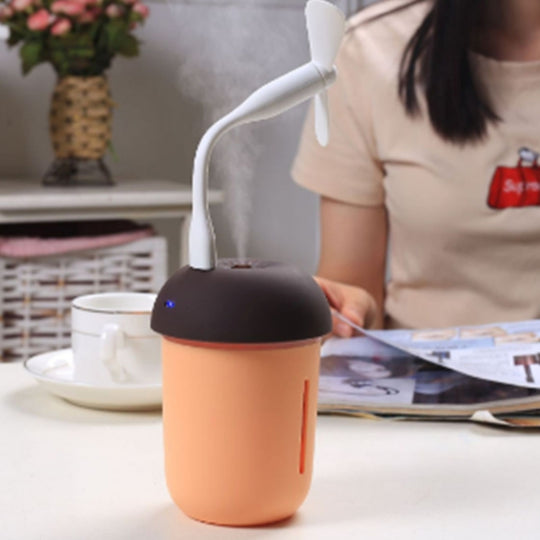 3 in 1 Multi-function USB Charge Mushroom Shape Electric Aroma Essential Ultrasonic Aromatherapy Cool Mist Humidifier with Extended USB Port(Coffee)