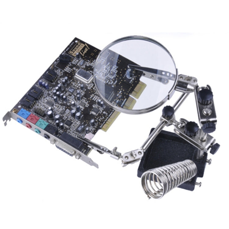 90mm Diameter 5X Multifunction Spring Iron Stand with Magnifying Glass by buy2fix