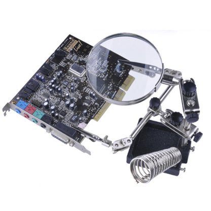 90mm Diameter 5X Multifunction Spring Iron Stand with Magnifying Glass by buy2fix