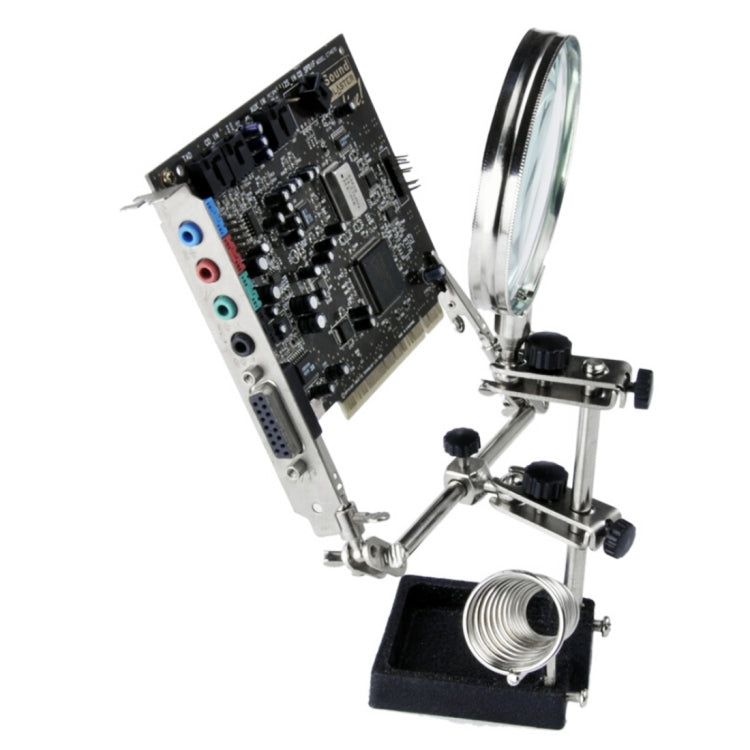 90mm Diameter 5X Multifunction Spring Iron Stand with Magnifying Glass by buy2fix