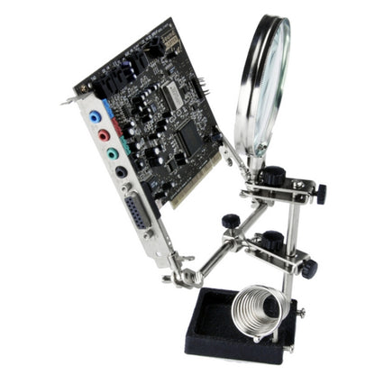 90mm Diameter 5X Multifunction Spring Iron Stand with Magnifying Glass by buy2fix