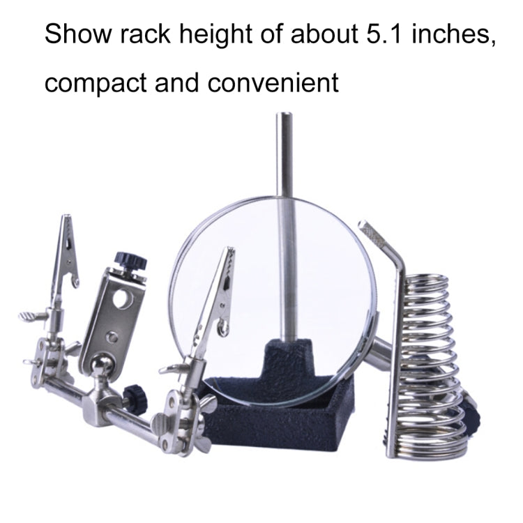 90mm Diameter 5X Multifunction Spring Iron Stand with Magnifying Glass by buy2fix