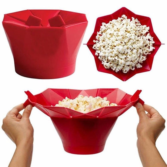 2 PCS Creative Foldable Silicone Microwave Popcorn Maker(Red) - Popcorn Machiner by buy2fix | Online Shopping UK | buy2fix