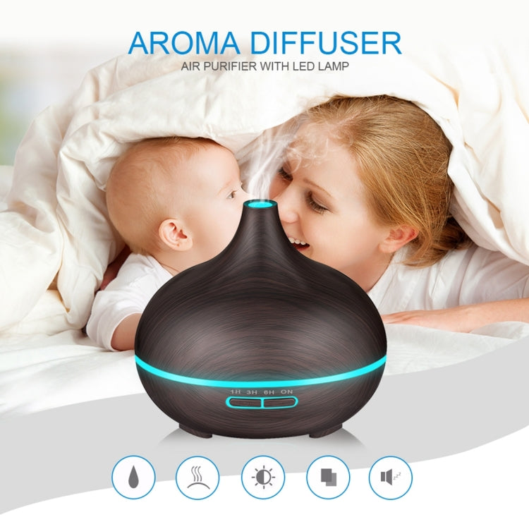 W350 14W 300ML Wood Grain Aromatherapy Air Purifier Humidifier with LED Light for Office / Home Room(Coffee) - Air Purifiers & Accessories by buy2fix | Online Shopping UK | buy2fix