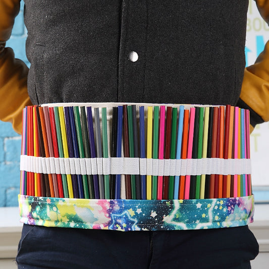 48 Slots Starry Sky Print Pen Bag Canvas Pencil Wrap Curtain Roll Up Pencil Case Stationery Pouch - Pen Holder by buy2fix | Online Shopping UK | buy2fix