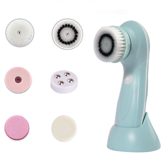 6 in 1 USB Charging Electronic Cleaning Face Beauty Instrument Pores Nose Blackhead Facial Cleansing Brush(Blue)