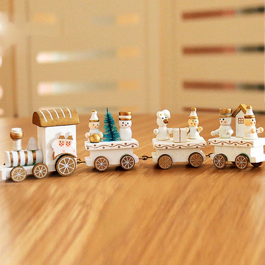 Christmas Dinner Table Decoration, Wooden Trains Children Kindergarten Christmas Decoration Ornaments Gifts (White) - Christmas Ornaments by buy2fix | Online Shopping UK | buy2fix