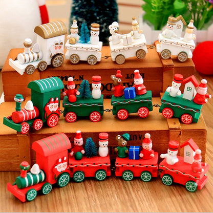 Christmas Dinner Table Decoration, Wooden Trains Children Kindergarten Christmas Decoration Ornaments Gifts (White) - Christmas Ornaments by buy2fix | Online Shopping UK | buy2fix