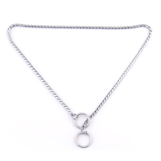 Pet Collars Pet Neck Strap Dog Neckband Snake Chain Dog Chain  Solid  Metal Chain Dog Collar，Length:40cm(Silver) - Collars by buy2fix | Online Shopping UK | buy2fix