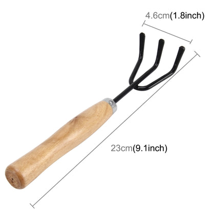 Rake Shovel Digging Trowel 3 in 1  Wooden Handle Metal Head Mini Garden Plant Tool Gardening Tool Garden Flower Tools Garden Tools Combination Set - Garden Hand Tools by buy2fix | Online Shopping UK | buy2fix