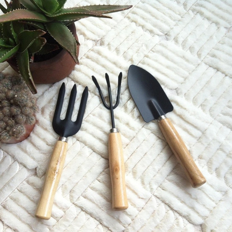 Rake Shovel Digging Trowel 3 in 1  Wooden Handle Metal Head Mini Garden Plant Tool Gardening Tool Garden Flower Tools Garden Tools Combination Set - Garden Hand Tools by buy2fix | Online Shopping UK | buy2fix
