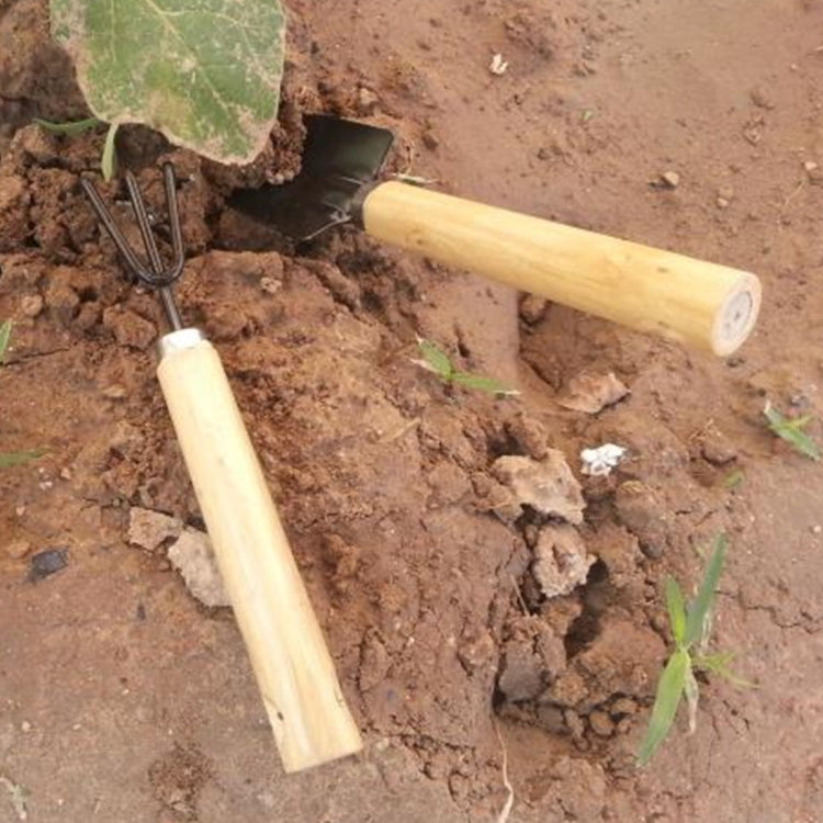 Rake Shovel Digging Trowel 3 in 1  Wooden Handle Metal Head Mini Garden Plant Tool Gardening Tool Garden Flower Tools Garden Tools Combination Set - Garden Hand Tools by buy2fix | Online Shopping UK | buy2fix
