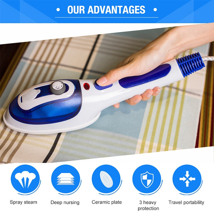 Multifunction Household Handheld Steamer Travel Portable Hand - Held Steam Hanging Hot Machine Ceramic Bottom with Flannelette Brush & Hair Brush & Measuring Cup,EU Plug(Blue) - Garment Steamer by buy2fix | Online Shopping UK | buy2fix