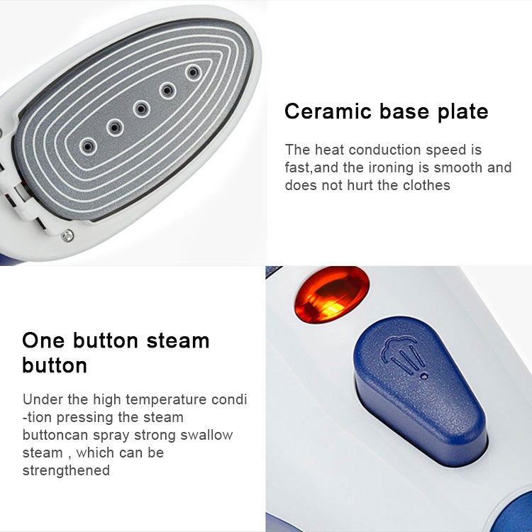 Multifunction Household Handheld Steamer Travel Portable Hand - Held Steam Hanging Hot Machine Ceramic Bottom with Flannelette Brush & Hair Brush & Measuring Cup,EU Plug(Blue) - Garment Steamer by buy2fix | Online Shopping UK | buy2fix