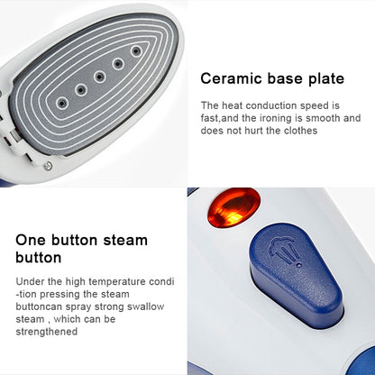 Multifunction Household Handheld Steamer Travel Portable Hand - Held Steam Hanging Hot Machine Ceramic Bottom with Flannelette Brush & Hair Brush & Measuring Cup,EU Plug(Blue) - Garment Steamer by buy2fix | Online Shopping UK | buy2fix