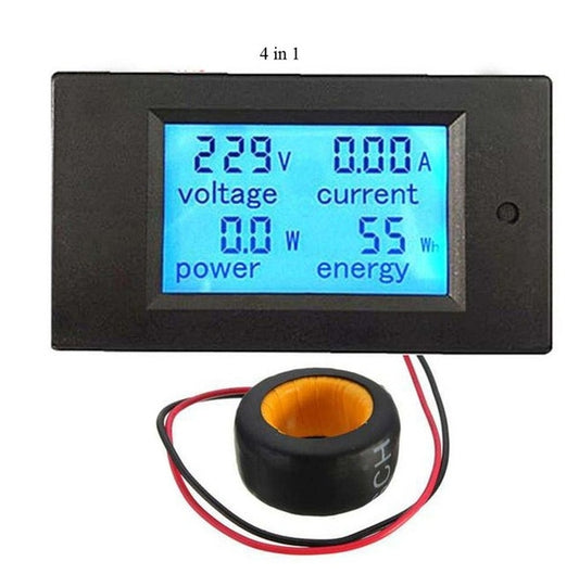 PZEM-061 4 in 1 DC Digital Display Meter Voltage Measuring Instrument, AC 80-260V, 100A(Black) - Current & Voltage Tester by buy2fix | Online Shopping UK | buy2fix