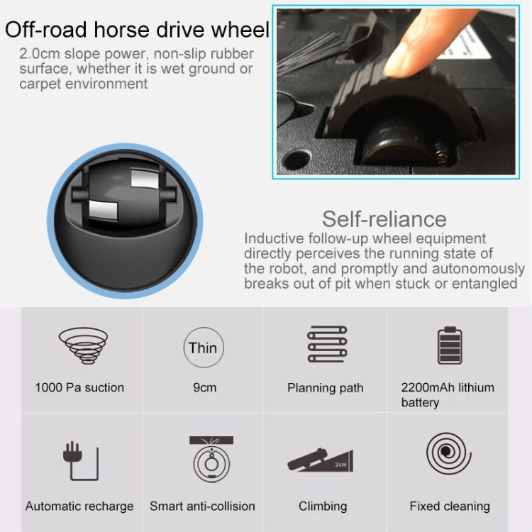 FD-3RSW(IIC)CS 1000Pa Large Suction Smart Household Vacuum Cleaner Clean Robot by buy2fix