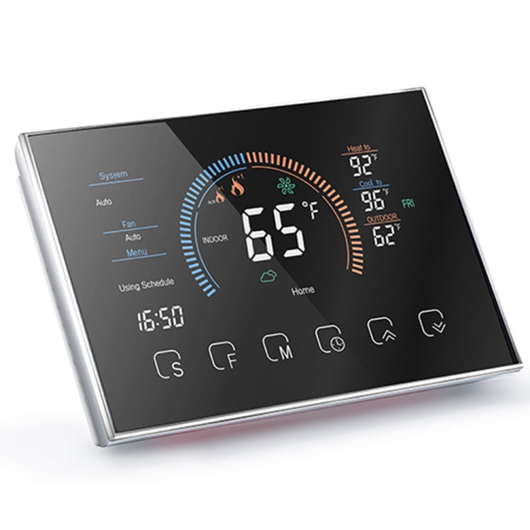 BHP-8000-B 3H2C Smart Home Heat Pump Round Room Mirror Housing Thermostat with Adapter Plate & no WiFi, AC 24V(Black) - Thermostat & Thermometer by buy2fix | Online Shopping UK | buy2fix