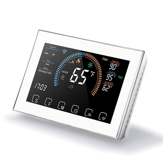 BHP-8000-WIFI-W 3H2C Smart Home Heat Pump Round Room Mirror Housing Thermostat with Adapter Plate & WiFi, AC 24V(White) - Thermostat & Thermometer by buy2fix | Online Shopping UK | buy2fix