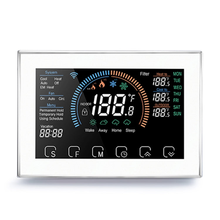 BHP-8000-WIFI-W 3H2C Smart Home Heat Pump Round Room Mirror Housing Thermostat with Adapter Plate & WiFi, AC 24V(White) - Thermostat & Thermometer by buy2fix | Online Shopping UK | buy2fix
