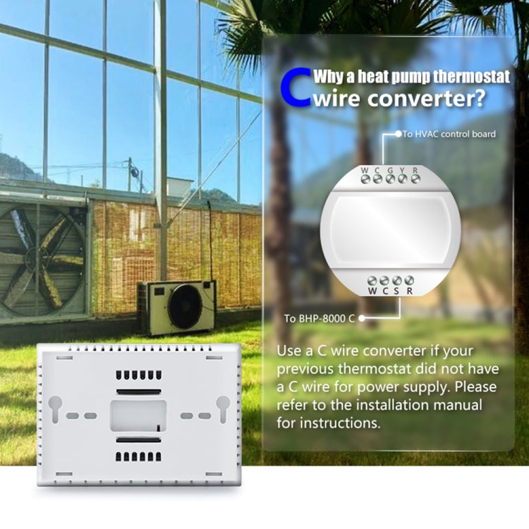 BHP-8000-WIFI-W 3H2C Smart Home Heat Pump Round Room Mirror Housing Thermostat with Adapter Plate & WiFi, AC 24V(White) - Thermostat & Thermometer by buy2fix | Online Shopping UK | buy2fix