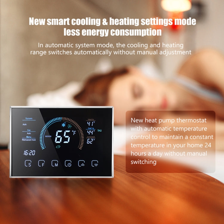 BHP-8000-WIFI-W 3H2C Smart Home Heat Pump Round Room Mirror Housing Thermostat with Adapter Plate & WiFi, AC 24V(White) - Thermostat & Thermometer by buy2fix | Online Shopping UK | buy2fix
