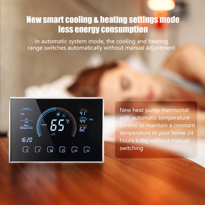 BHP-8000-WIFI-W 3H2C Smart Home Heat Pump Round Room Mirror Housing Thermostat with Adapter Plate & WiFi, AC 24V(White) - Thermostat & Thermometer by buy2fix | Online Shopping UK | buy2fix