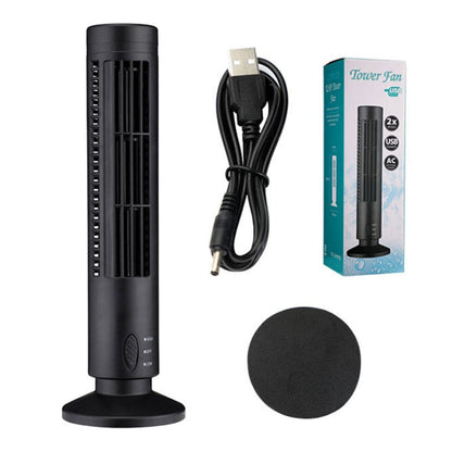 Tower Type USB Electric Fan Leafless Air-conditioning Fan(Black) by buy2fix