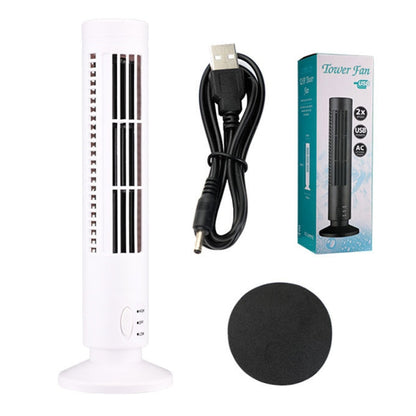 Tower Type USB Electric Fan Leafless Air-conditioning Fan(White) by buy2fix