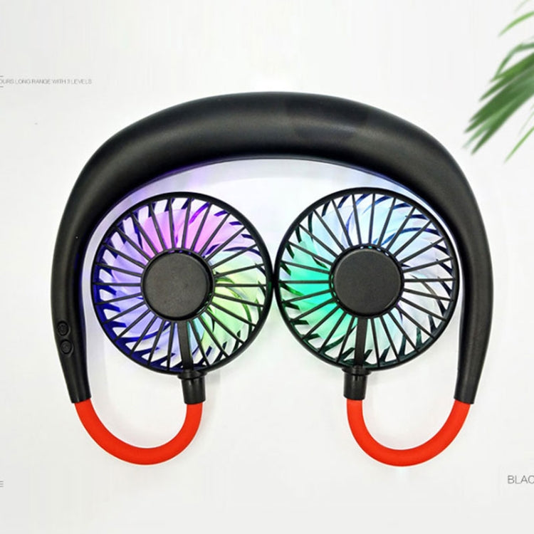 Creative Mini Hanging Neck Type Fan Outdoor LED Fan (Black) by buy2fix
