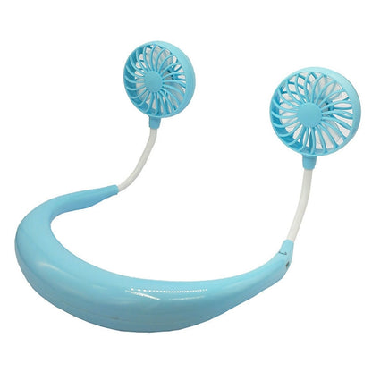 Creative Mini Hanging Neck Type Fan Outdoor LED Fan (Blue) by buy2fix