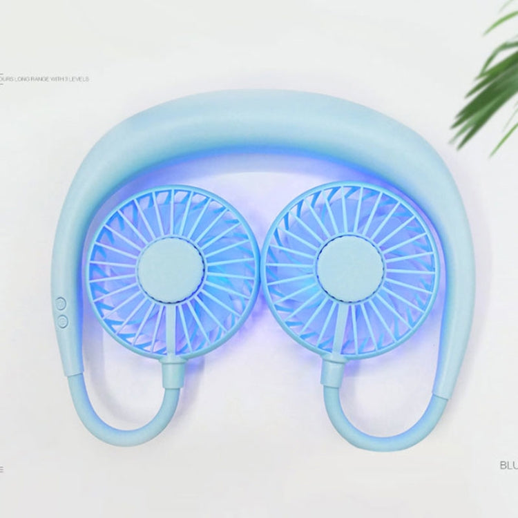 Creative Mini Hanging Neck Type Fan Outdoor LED Fan (Blue) by buy2fix