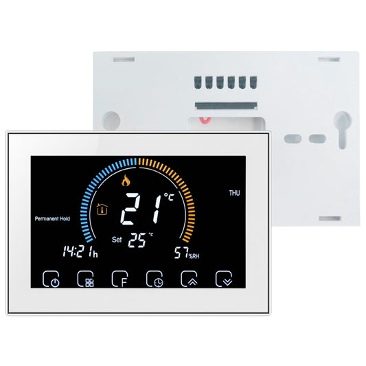 BHT-8000-GCLW Controlling Water/Gas Boiler Heating Energy-saving and Environmentally-friendly Smart Home Negative Display LCD Screen Round Room Thermostat with WiFi(White) - Thermostat & Thermometer by buy2fix | Online Shopping UK | buy2fix