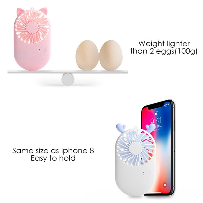 Portable Mini USB Charging Pocket Fan with 3 Speed Control (Pearl White) by buy2fix