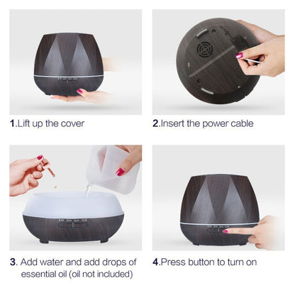 Diamond Wood Grain Remote Control Ultrasonic Humidifier Aromatherapy Machine Automatic Alcohol Sprayer with LED Lights, Capacity: 400mL, AU Plug (Dark Wood Color) - Air Purifiers & Accessories by buy2fix | Online Shopping UK | buy2fix