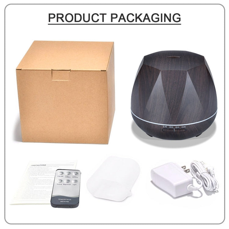 Diamond Wood Grain Remote Control Ultrasonic Humidifier Aromatherapy Machine Automatic Alcohol Sprayer with LED Lights, Capacity: 400mL, AU Plug (Dark Wood Color) - Air Purifiers & Accessories by buy2fix | Online Shopping UK | buy2fix