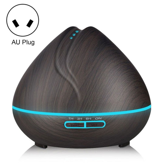 Humidificateur ultrasonique télécommandé en forme de bois en forme de pêche, machine d'aromathérapie, pulvérisateur d'alcool automatique avec lumières LED, capacité: 400 ml, prise AU (couleur bois foncé)