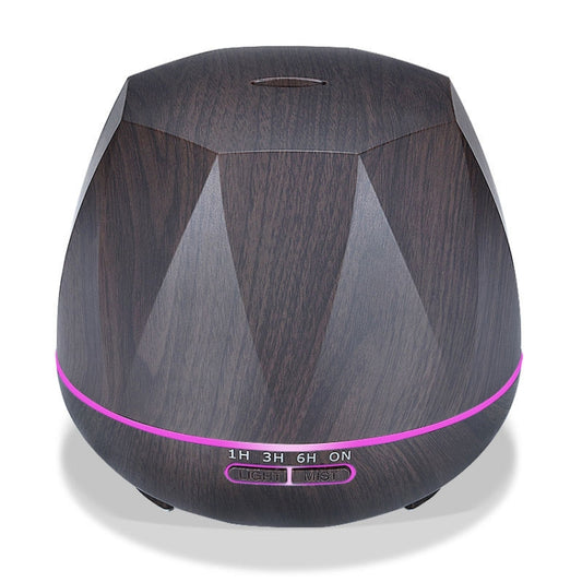 Diamond Wood Grain Remote Control Ultrasonic Humidifier Aromatherapy Machine Automatic Alcohol Sprayer with LED Lights, Capacity: 400mL, US Plug (Dark Wood Color) - Air Purifiers & Accessories by buy2fix | Online Shopping UK | buy2fix