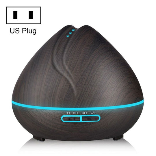 Humidificateur ultrasonique télécommandé en forme de bois de pêche, machine d'aromathérapie, pulvérisateur d'alcool automatique avec lumières LED, capacité: 400 ml, prise américaine (couleur bois foncé)