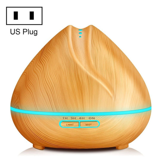 Humidificateur ultrasonique télécommandé en forme de bois en forme de pêche, machine d'aromathérapie, pulvérisateur d'alcool automatique avec lumières LED, capacité: 400 ml, prise américaine (couleur bois clair)