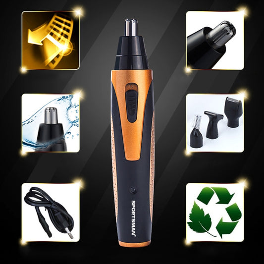 SPORTSMAN Four-in-one Electric Rechargeable Ear Nose Trimmer Beard Face Shaver Eyebrows Hair Trimmer For Men, US Plug(gold 110v) - Shavers & Accessories by SPORTSMAN | Online Shopping UK | buy2fix