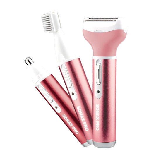 220V 3 In 1  Water Proof Rechargeable Vibrissa Eyebrows Trimmer Body Hair Denuding Machine Set, EU Plug(Pink) - Shavers & Accessories by buy2fix | Online Shopping UK | buy2fix
