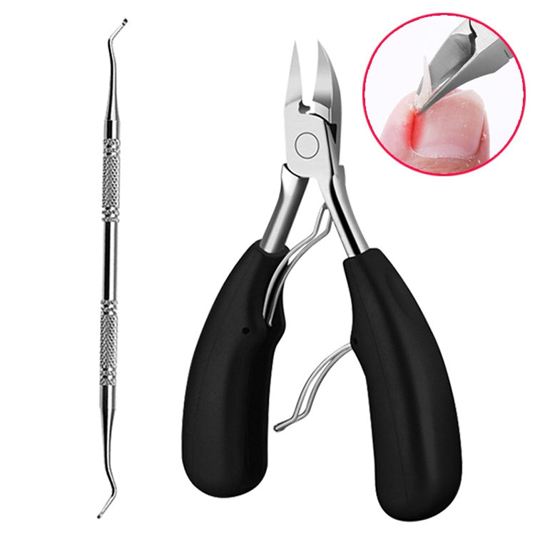 2 in 1 Nail Clipper for Paronychia Stainless Steel Olecranon Nail Nipper & Ingrown Nail Lifter(Black) - Nail Clipper by buy2fix | Online Shopping UK | buy2fix