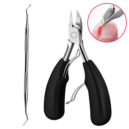 2 in 1 Nail Clipper for Paronychia Stainless Steel Olecranon Nail Nipper & Ingrown Nail Lifter(Black) - Nail Clipper by buy2fix | Online Shopping UK | buy2fix