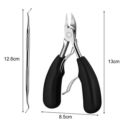 2 in 1 Nail Clipper for Paronychia Stainless Steel Olecranon Nail Nipper & Ingrown Nail Lifter(Black) - Nail Clipper by buy2fix | Online Shopping UK | buy2fix