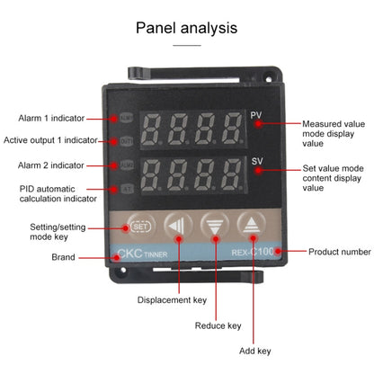 REX-C100 Thermostat + Thermocouple + SSR-60 DA Solid State Module Intelligent Temperature Control Kit - Components Kits by buy2fix | Online Shopping UK | buy2fix
