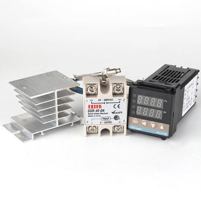 6600W REX-C100 Thermostat + Heat Sink + Thermocouple + SSR-60 DA Solid State Module Intelligent Temperature Control Kit - Components Kits by buy2fix | Online Shopping UK | buy2fix